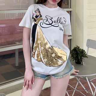 「งานเกรดพรีเมียม งานเกรด A」เสื้อยืดผู้หญิงฤดูร้อน ลุคหวานน่ารัก ทรงโอเวอร์ไซส์ สไตล์เกาหลี เข้ากับทุกชุด T57