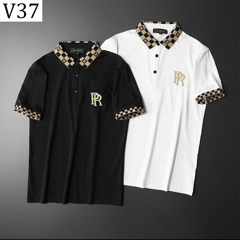 เสื้อโปโลแขนสั้นขาวดำ ปักโลโก้ PR เหมาะสำหรับทุกโอกาสและทุกวัย