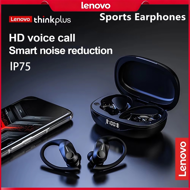 Lenovo LP75 กีฬาหูฟังไร้สายพร้อมไมโครโฟน,ปุ่มควบคุม,จอแสดงผล LED, เสียงสเตอริโอไฮไฟบลูทูธ 5.3 หูฟัง TWS