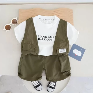 เสื้อผ้าเด็ก ชุดเด็กแฟชั่น 2 ชิ้น เสื้อ + กางเกง ชุดไปเที่ยว เนื้อผ้าดี size 8m-5ปี PFS-042