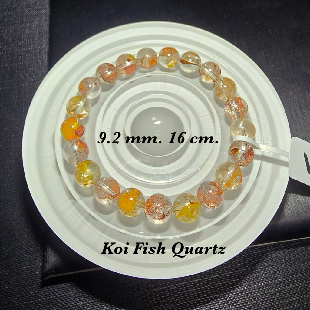 กำไลข้อมือหินแท้ เฮมาทอยด์ควอตซ์ (Hematoid Quartz) หรือ "หินปลาคราฟ" (Koi Fish Quartz)