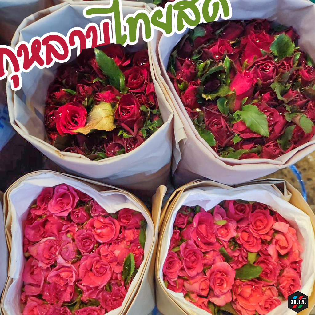 กุหลาบไทยสด มัดละ 🌹50 ดอก แก้บน 🔥ส่งด่วน กทม.