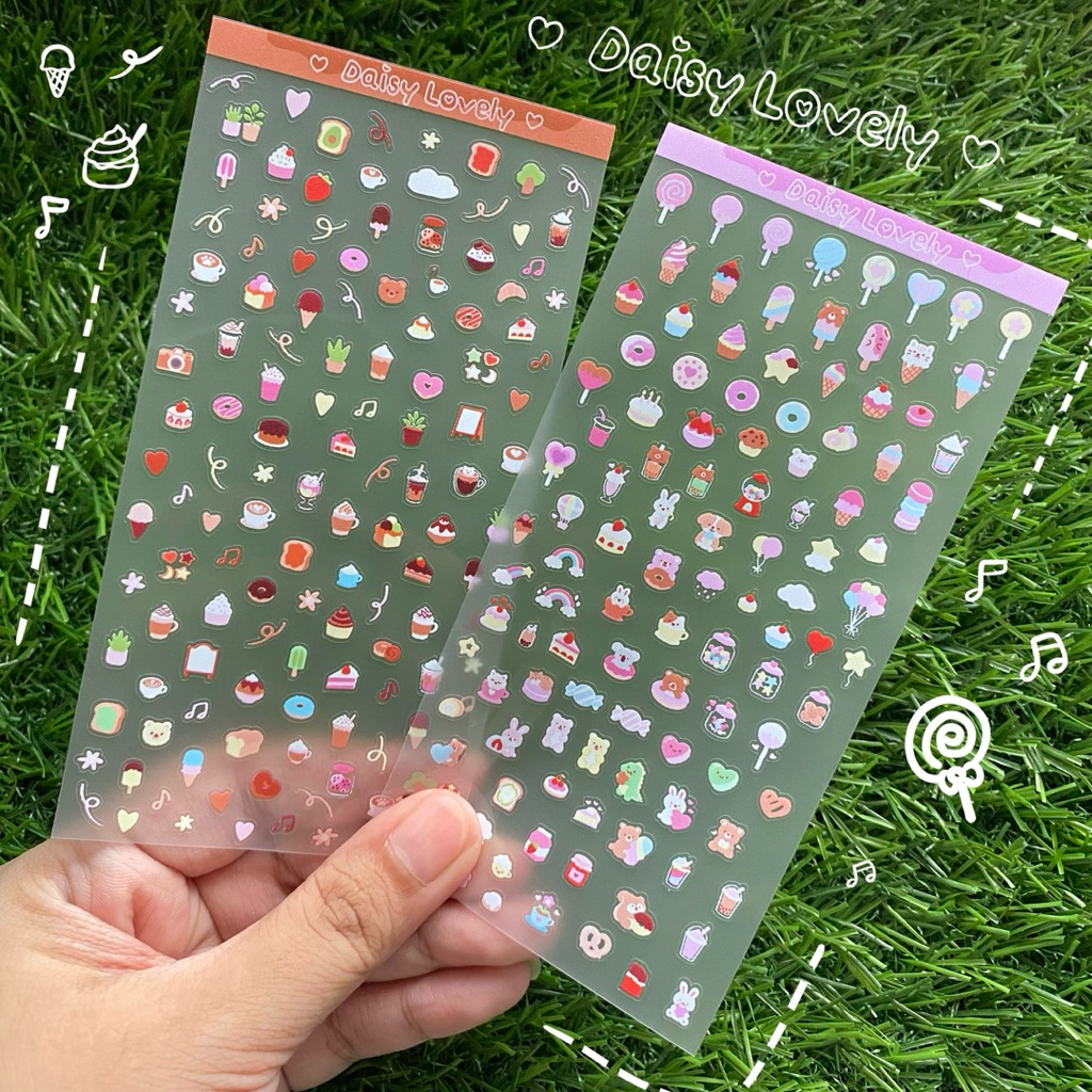 Daisy Lovely | Tiny Sticker ลอกออกไม่ทิ้งคราบ  สติ๊กเกอร์จิ๋ว ไดคัท ติดกล้องไอโฟน เคส  planner diary📙 Mini Sticker Emoji