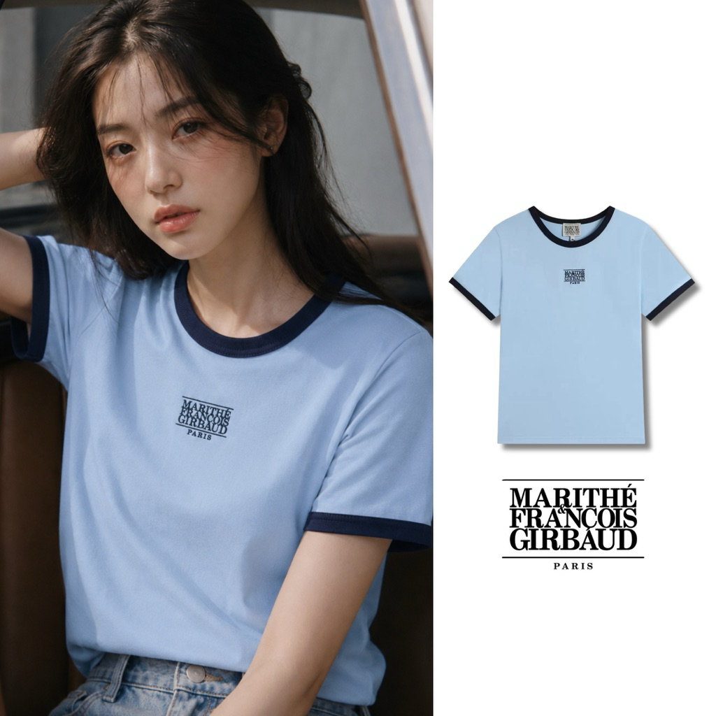 พร้อมส่ง / เสื้อยืด Marithe Francois Girbaud - Logo Ringer Tee [งานปัก] [สี Light Blue] ส่งสินค้าทุกวัน 💯 ส่งเร็ว