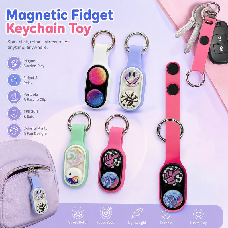 Pop&Puck Magnetic Fidget พวงกุญแจของเล่นแม่เหล็ก ดีไซน์เล็ก เล่นง่ายสำหรับวัยรุ่นและผู้ใหญ่