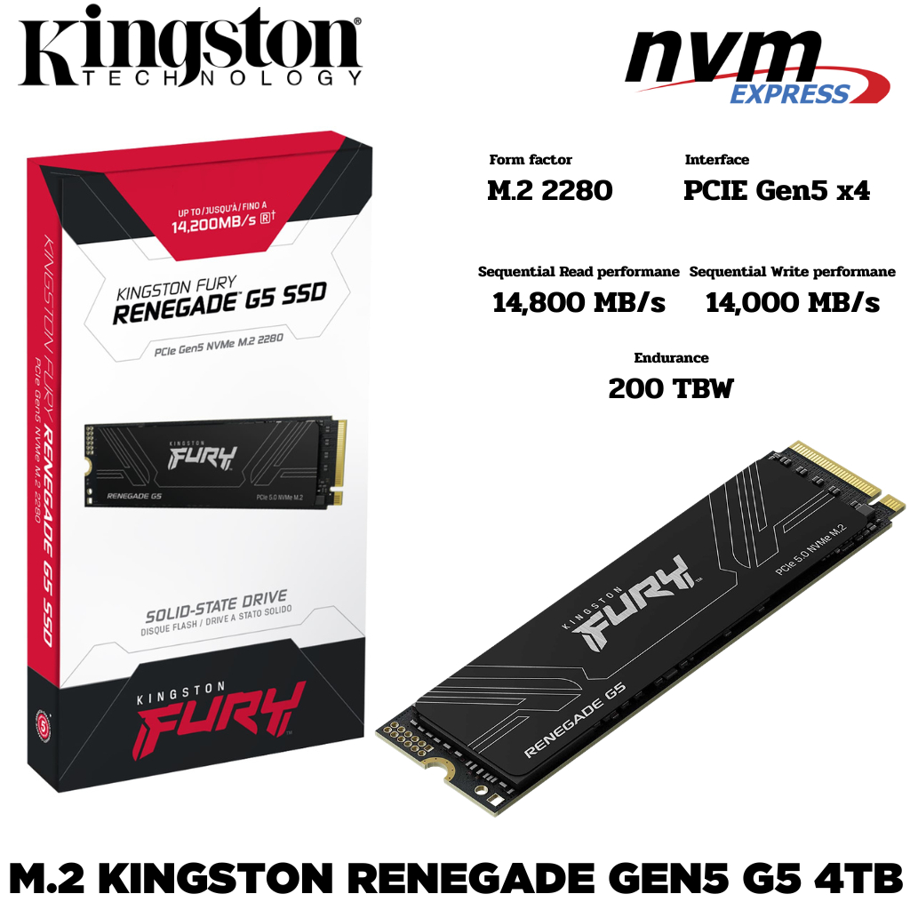 M.2 4 TB SSD (เอสเอสดี) KINGSTON FURY RENEGADE G5 - PCIe 5x4 NVMe M.2 2280