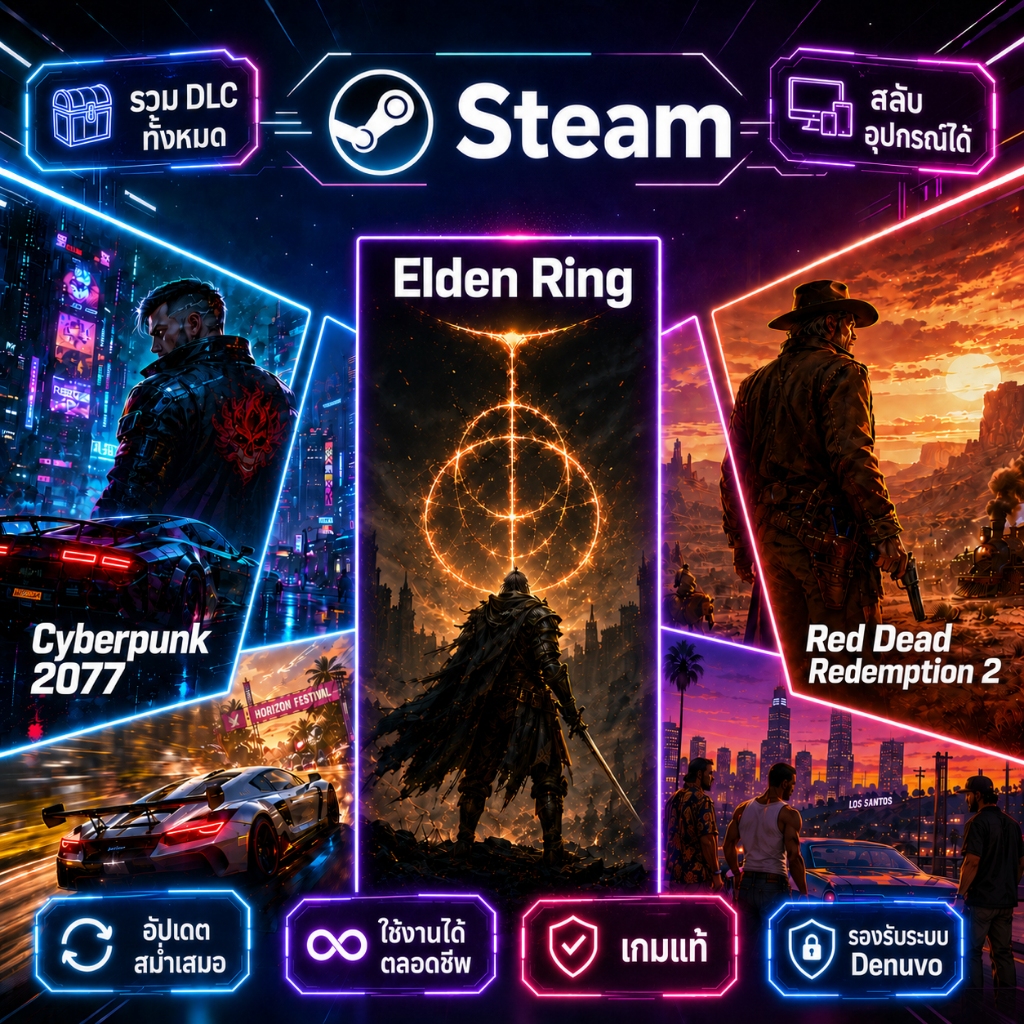 Steam PC มีเกมส์ 840000+ เกมส์ ใช้งานกับบัญชี Steam ของคุณเอง เลือกเกมเองได้ เล่นได้ทันที
