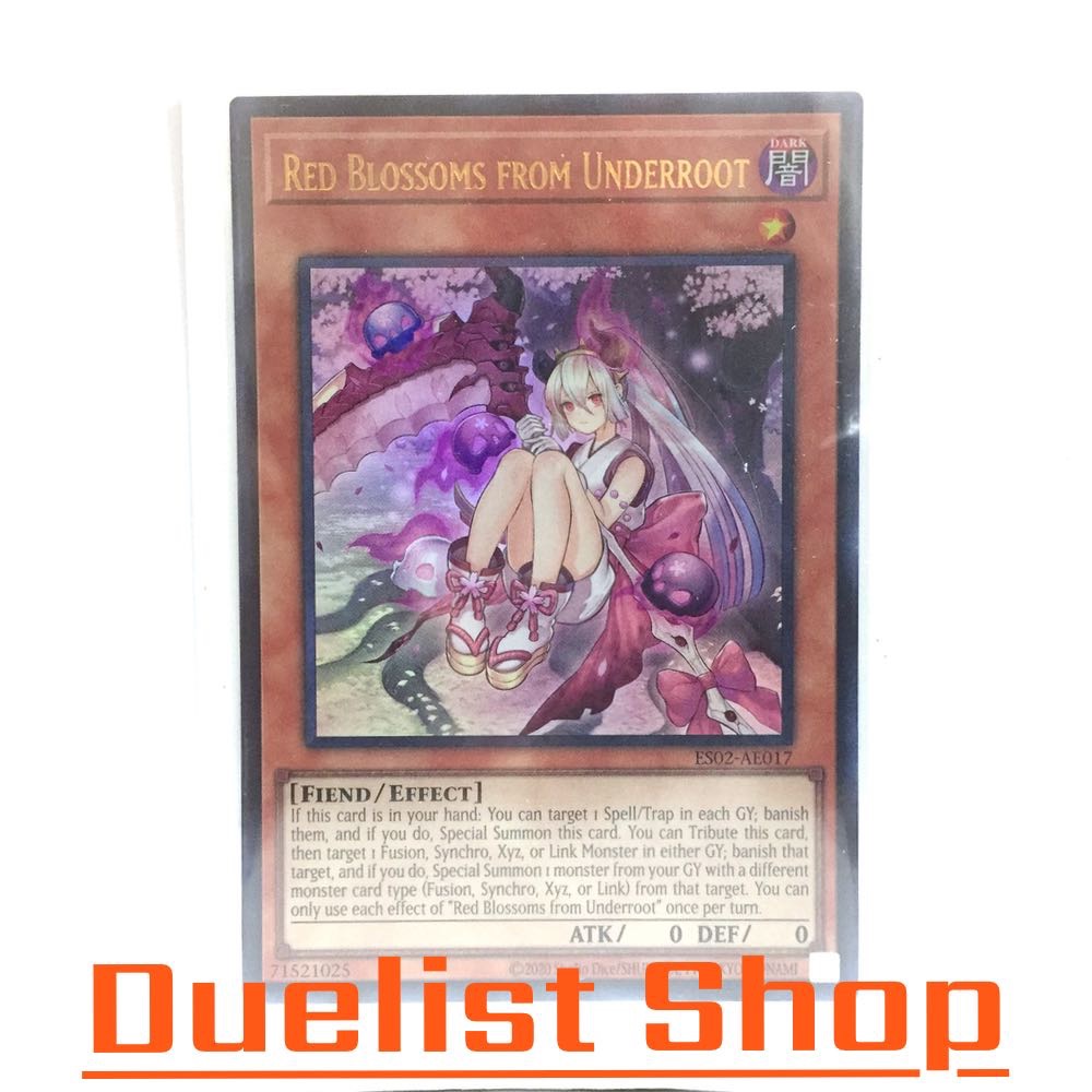 Red Blossoms from Underroot (UR) Monster Dark Level1 [Fiend/Effect] ชุด ES02-AE017 การ์ดยูกิโอ (Yu-Gi-Oh!) OCG Asia EN