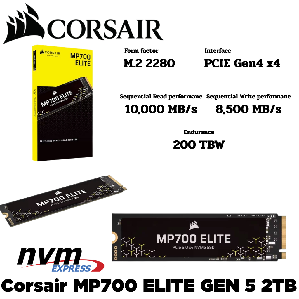M.2 2 TB SSD (เอสเอสดี) CORSAIR MP700 ELITE GEN5 SSD