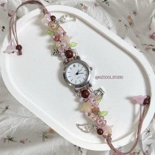 Kizcool Studio | นาฬิกาดอกไม้ สายแฮนด์เมด เชือกเทียน สไตล์แฟรี่ วินเทจ แฟชั่น