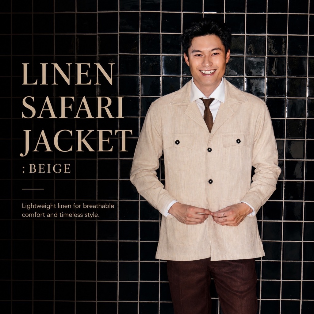 TOFFY & BROWN / LINEN SAFARI JACKET (BEIGE)