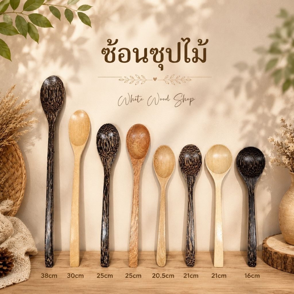 ช้อนทานข้าว ช้อนเกาหลี 18-25cm #ช้อนไม้