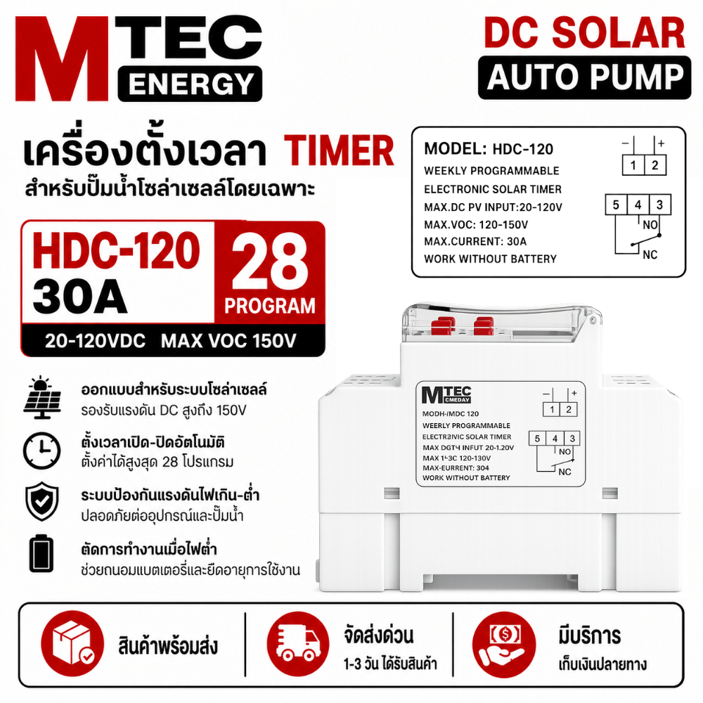 เครื่องตั้งเวลา TIMER รุ่น HDC-120 30A เปิด/ปิดได้ถึง รูปที่ 2