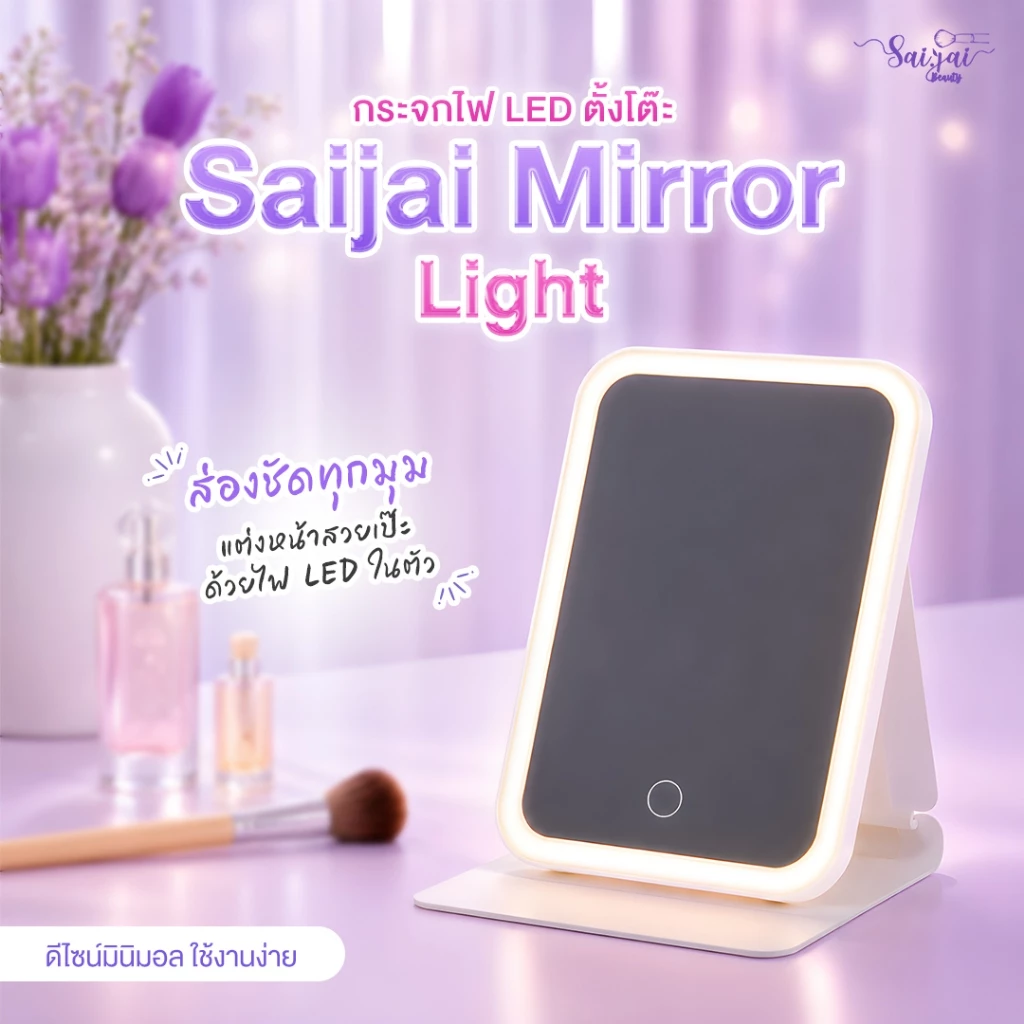 ✨ Saijai mirror light กระจกไฟ LED ตั้งโต๊ะ ✨