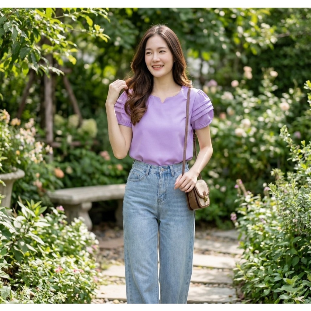 🇹🇭 เสื้อคอผูกโบว์ แขนสั้นน่ารัก 🔴ส่งไว🔴⚡ 👉เก็บโค้ดหน้ากิจกรรม โค้ดลด 30% สูงสุด 150.-