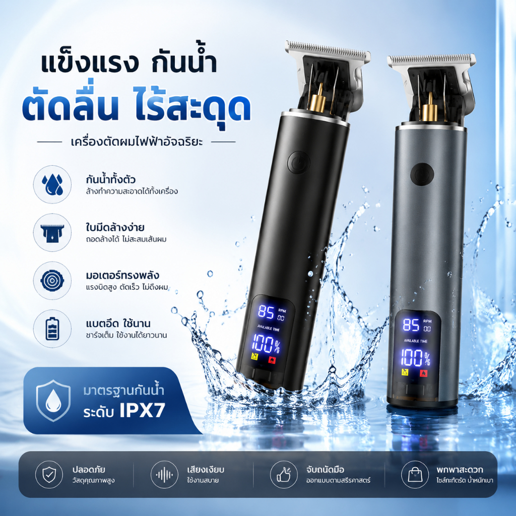 ปัตตาเลี่ยนตัดผม ปัตตาเลี่ยนไฟฟ้า ไร้สาย เครื่องตัดผม ชาร์จ USB