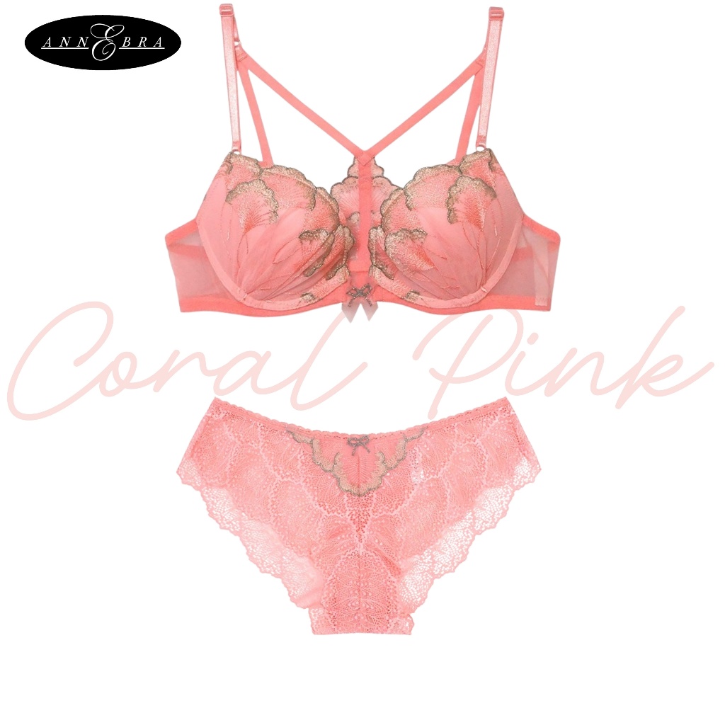 Annebra เซตบรา+กกน. บราเสริมทรง ตะขอหน้า มีโครง มีฟองน้ำ Push Up Bra+Panty SET รุ่น AB1-563/AU3-837