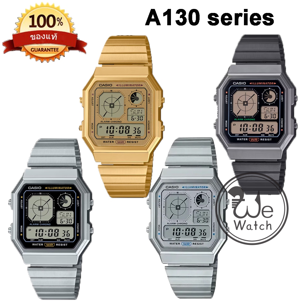 !!ประกัน1ปีและกล่อง CMG!! Casio รุ่น A130 นาฬิกาข้อมือ Vintage ย้อนยุค ดิจิตอล