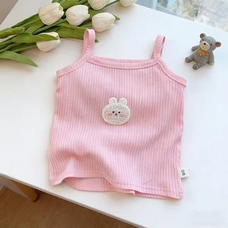 Babyonline(Y189)G1-OF2 (ส่งด่วน1วัน)เสื้อสายเดี่ยวแฟชั่นสำหรับเด็กผู้หญิง สีพาสเทล ผ้านิ่ม ใส่สบาย