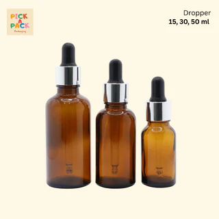 แพค 100 ขวด (พร้อมส่ง) ขวดแก้วดรอปเปอร์สีชา ขวดเซรั่ม Amber bottle dropper 15-30-50 ml