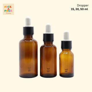 แพค 100 ขวด (พร้อมส่ง) ขวดแก้วดรอปเปอร์สีชา ขวดเซรั่ม Amber bottle dropper 15-30-50 ml