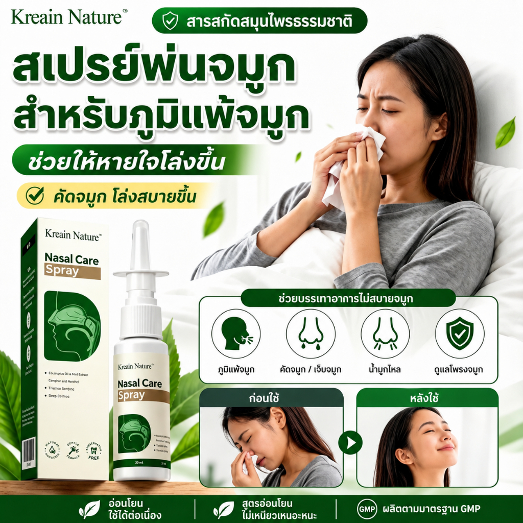 Kreain Nature Nasal Spray สเปรย์ล้างจมูก จมูกตัน คัดจมูก จมู