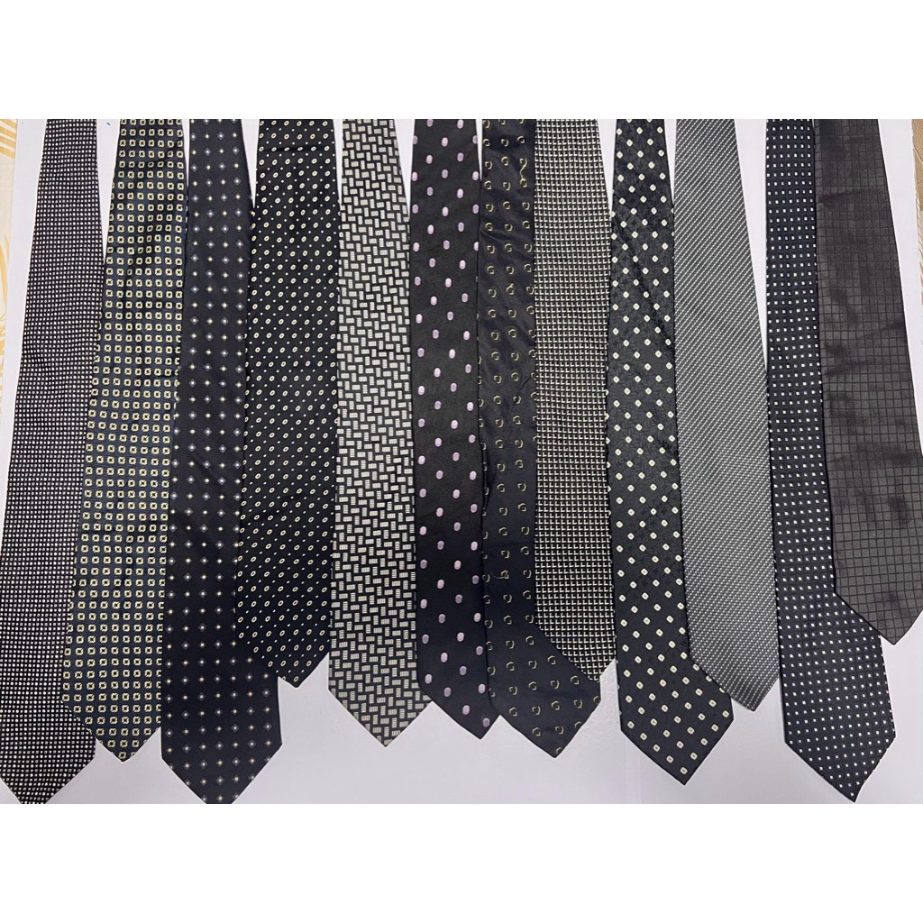 Set 6⚫️เนคไทสีดำมีลวดลายแบบสุภาพ แบบผูกหน้ากว้าง 8 -10 cm นำเข้าญี่ปุ่นคัดเกรด
