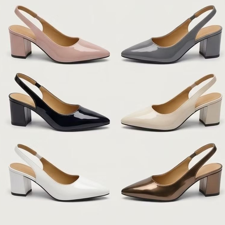 รองเท้าคัทชู Size 36- 46  Bigsize หนังแก้ว แบบเปิดส้น ส้นสูง 2.5 นิ้ว รองเท้าผู้หญิง แฟชั่น ใส่ทำงานคะ