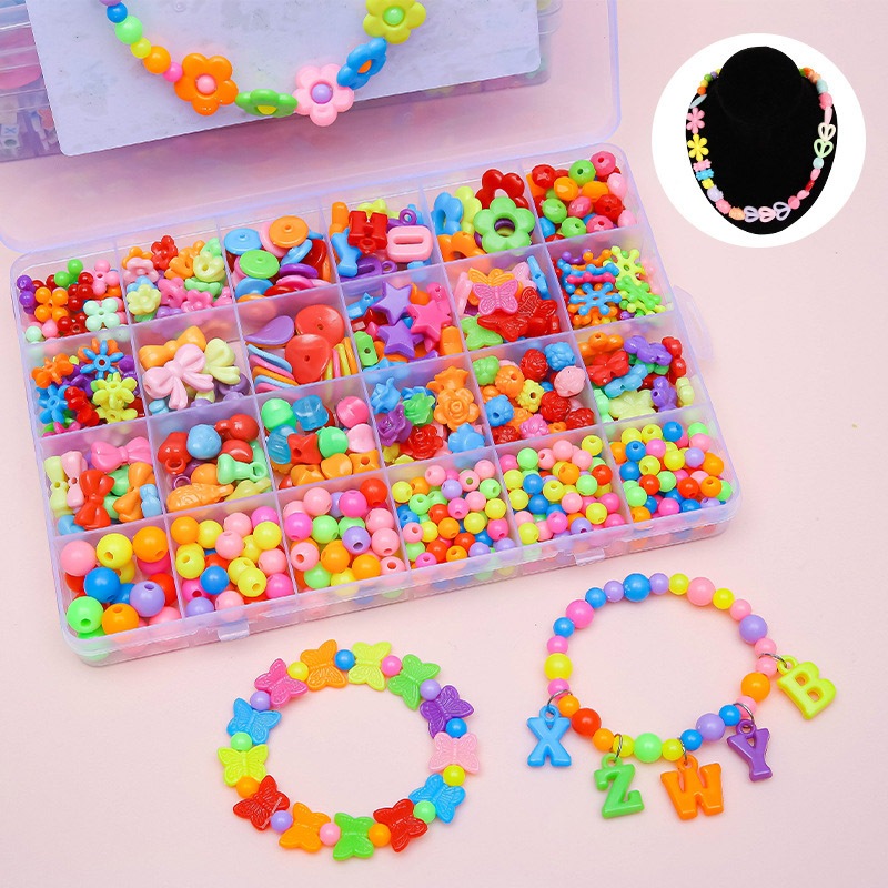 ชุดร้อยลูกปัด DIY 24 ช่อง ลูกปัดร้อยสร้อย พร้อมอุปกรณ์ครบชุดและกล่องจัดเก็บ