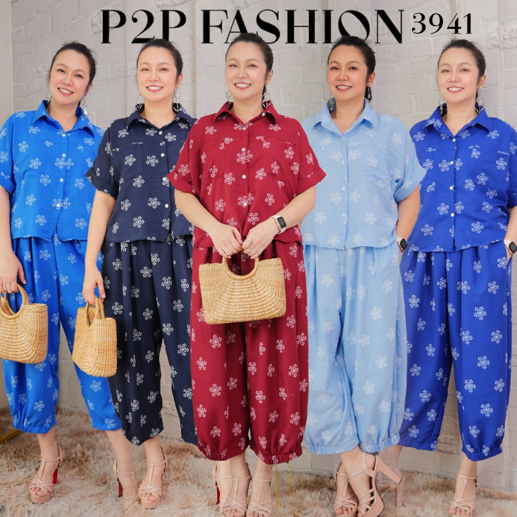 3941ชุดเซทกางเกงสำหรับผู้หญิง ชุดใส่ชิวๆ ใส่ไปเที่ยว ใส่ไปคาเฟ่ ชุดใส่สะบายๆ