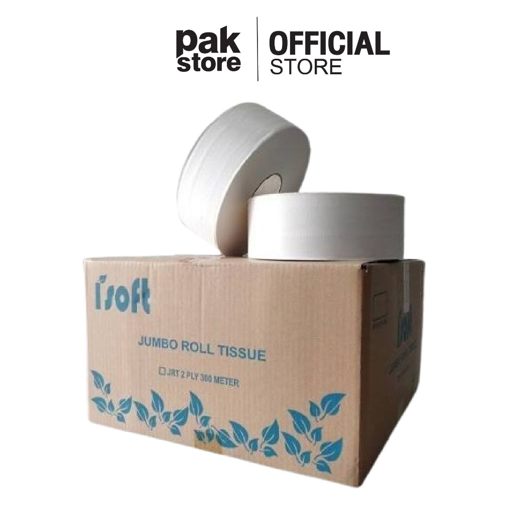 iSoft Jumbo Roll Tissue กระดาษชำระม้วนใหญ่ หนา 2 ชั้น บรรจุ 12 ม้วน/ต่อลัง