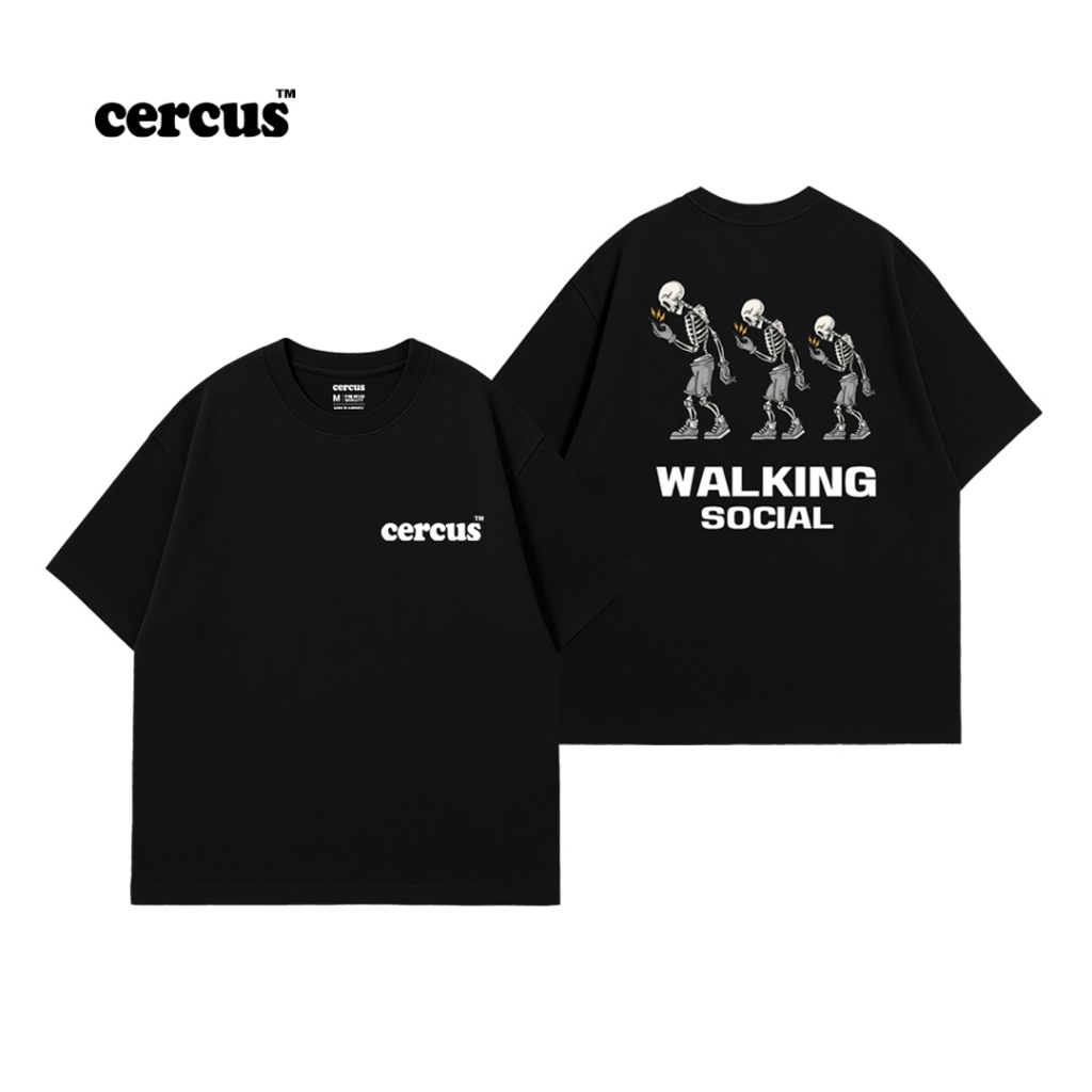 CERCUS-WALKING CLUB เสื้อยืดคอกลม ผ้าCOTTON100%
