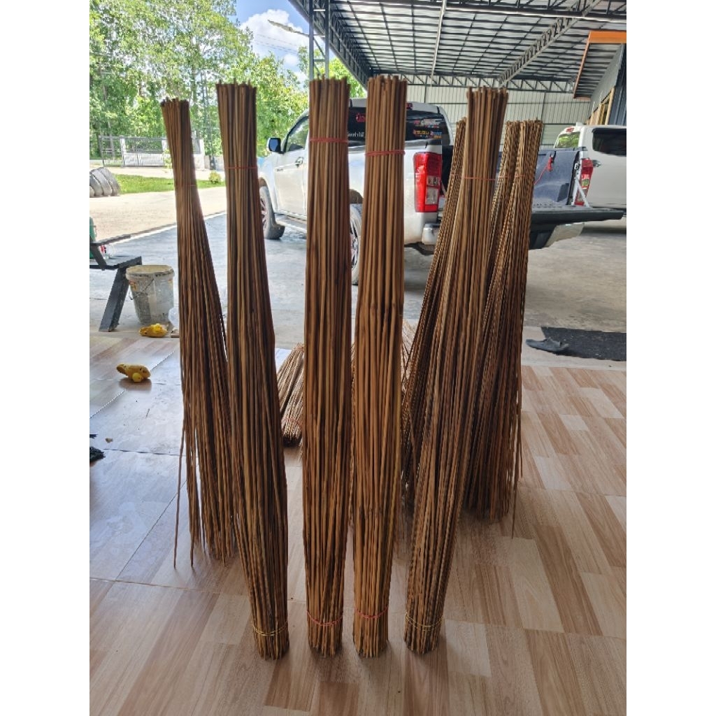 คันเบ็ดไม้ไผ่เปล่าตรง คันเปล่าโค้ง ยาว120cm มัดละ100คัน