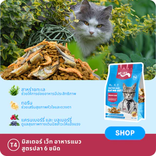 【LIVE】[ซื้อ 3 แถม 1]MR.VET T4 อาหารแมวสูตรปลา 6 ชนิด สำหรับแมวโตและลูกแมว สูตรควบคุมกลิ่นพิเศษสำหรับแมวเลี้ยงในบ้าน
