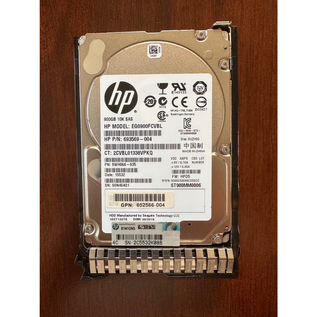 HP 900GB 10K SAS 2.5" HDD Enterprise (EG0900FCVBL) มือสอง พร้อม Tray