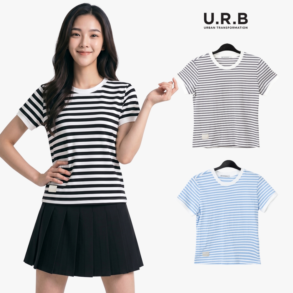 URBAN : WOMEN'S STRIPED T-SHIRTS เสื้อยืดคอกลมลายริ้วผู้หญิง รุ่น 1UTWT1059 มี 3 สี