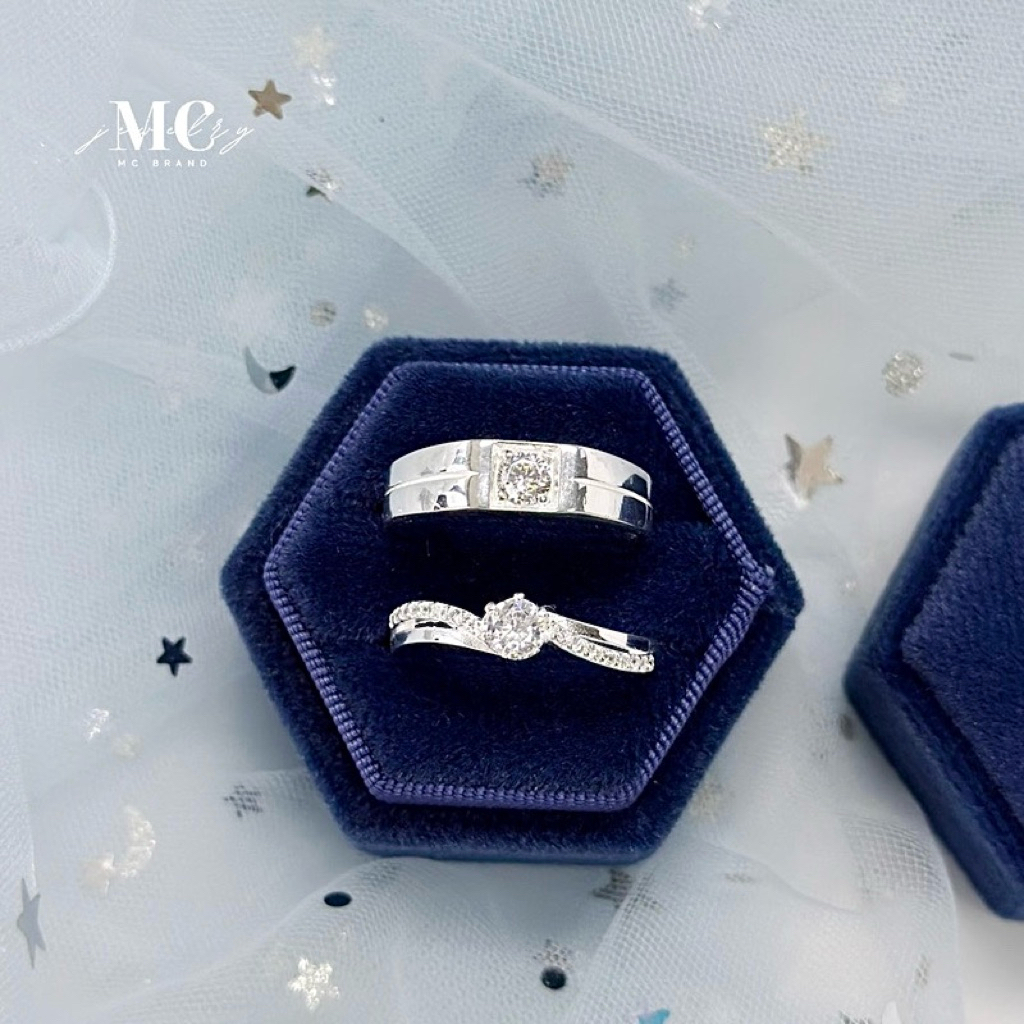 MCbrand.Jewelry🩵 แหวนคู่เงินแท้ 92.5% รุ่น Owe Anisa (ได้2วง) |สลักแหวนฟรี| แหวนหมั้น แหวนแต่งงาน [แถมกล่อง+ใบประกัน]