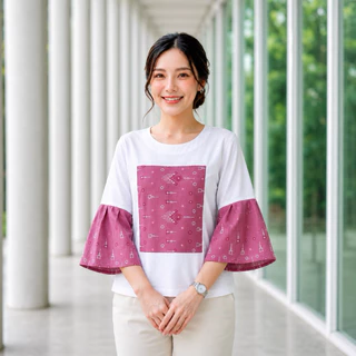 เสื้อคอกลม แขนกระดิ่งลายช้าง🛎🐘