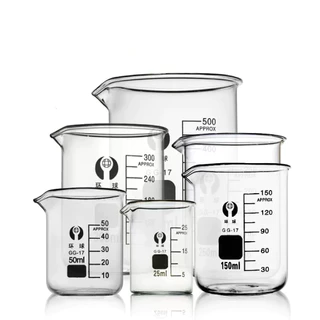 บีกเกอร์แก้ว (Beaker Glass) ขนาด 25ml 50ml 100ml 150ml 200ml 250ml พร้อมส่งในไทย