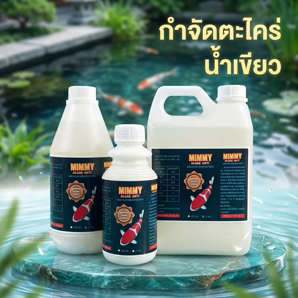 กำจัดตะไคร่น้ำสุตรเข้มข้น MIMMY แก้ปัญหาน้ำเขียว ยับยั้งการเกิดใหม่ของเซลตะไคร่ ออกแบบมาสำหรับปลาโดยตรงมี3ขนาดให้เลือก