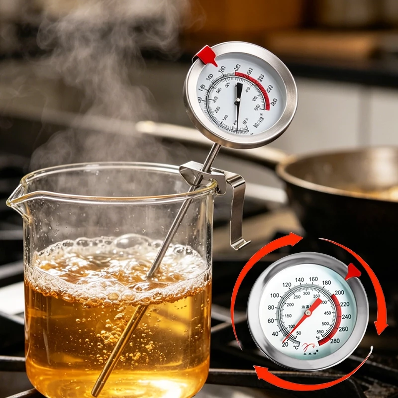 เครื่องวัดอุณหภูมิน้ำมัน ระยะวัด 0-300°C ใช้วัดอุณหภูมิน้ำมันทอดและอาหารได้