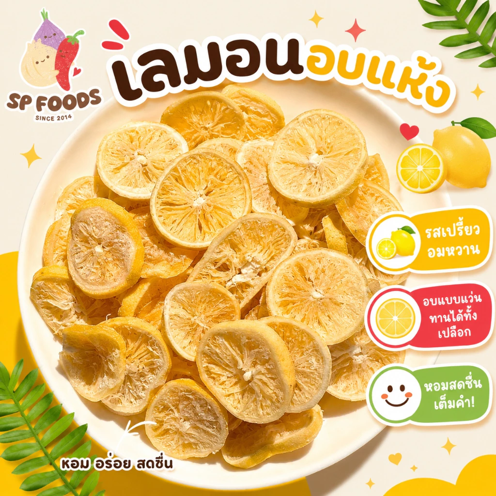 แพ็ค200กรัม เลมอนอบแห้ง เลมอนพริกเกลือ By SP FOODS เลมอน ผลไม้อบแห้ง