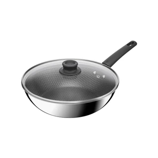 [New ]Tefal กระทะก้นลึก Meshing พร้อมฝาแก้ว 28 ซม.เคลือบกันติด PTFE ใช้ได้กับตะหลิวโลหะ รองรับกับทุกเตา รุ่น E3411655