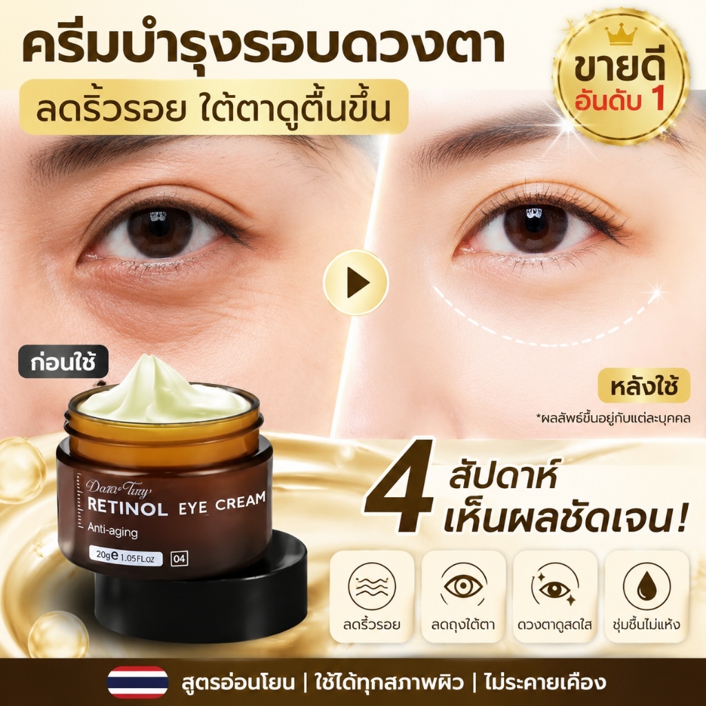 ครีมลดริ้วรอย Retinol 20g นำเข้าญี่ปุ่นเกาหลี บำรุงผิวลึกซึ้ง ต่อต้านริ้วรอย ทำผิวขาวใส