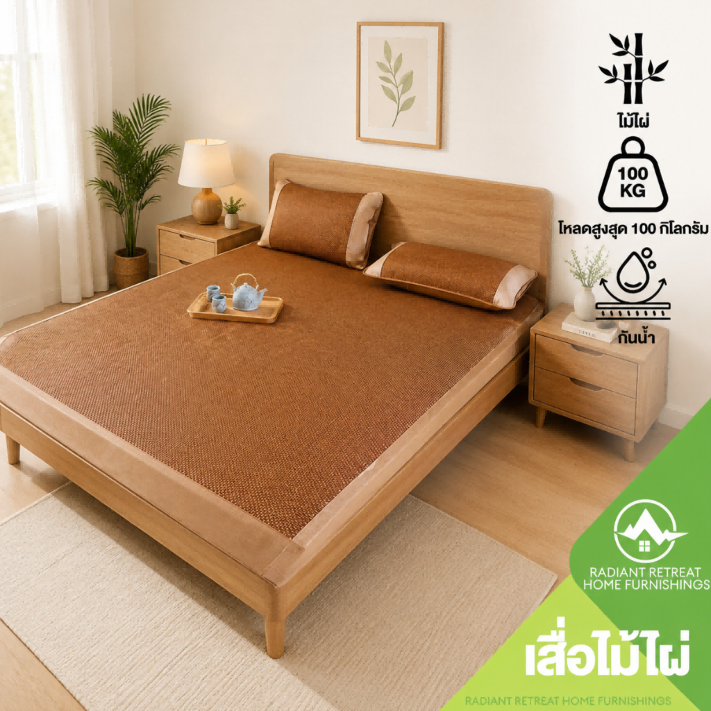 เสื่อไม้ไผ่100% ไม้ไผ่ธรรมชาติขนาดเสื่อเย็น เสื่อปูนอน เสื่อไม้ไผ่ธรรมชาติ Bamboo Mat