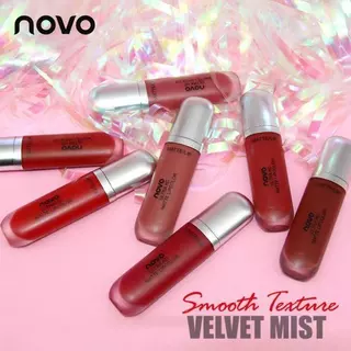 NOVO ลิปไอศกรีมครีม เนื้อเวลเวตแมตต์ฝ้า สีชัดเด่น ติดทนตลอดวัน ไม่หลุด ไม่ติดแก้ว เนื้อลื่นละมุน เข้าทุกลุคแต่งหน้า