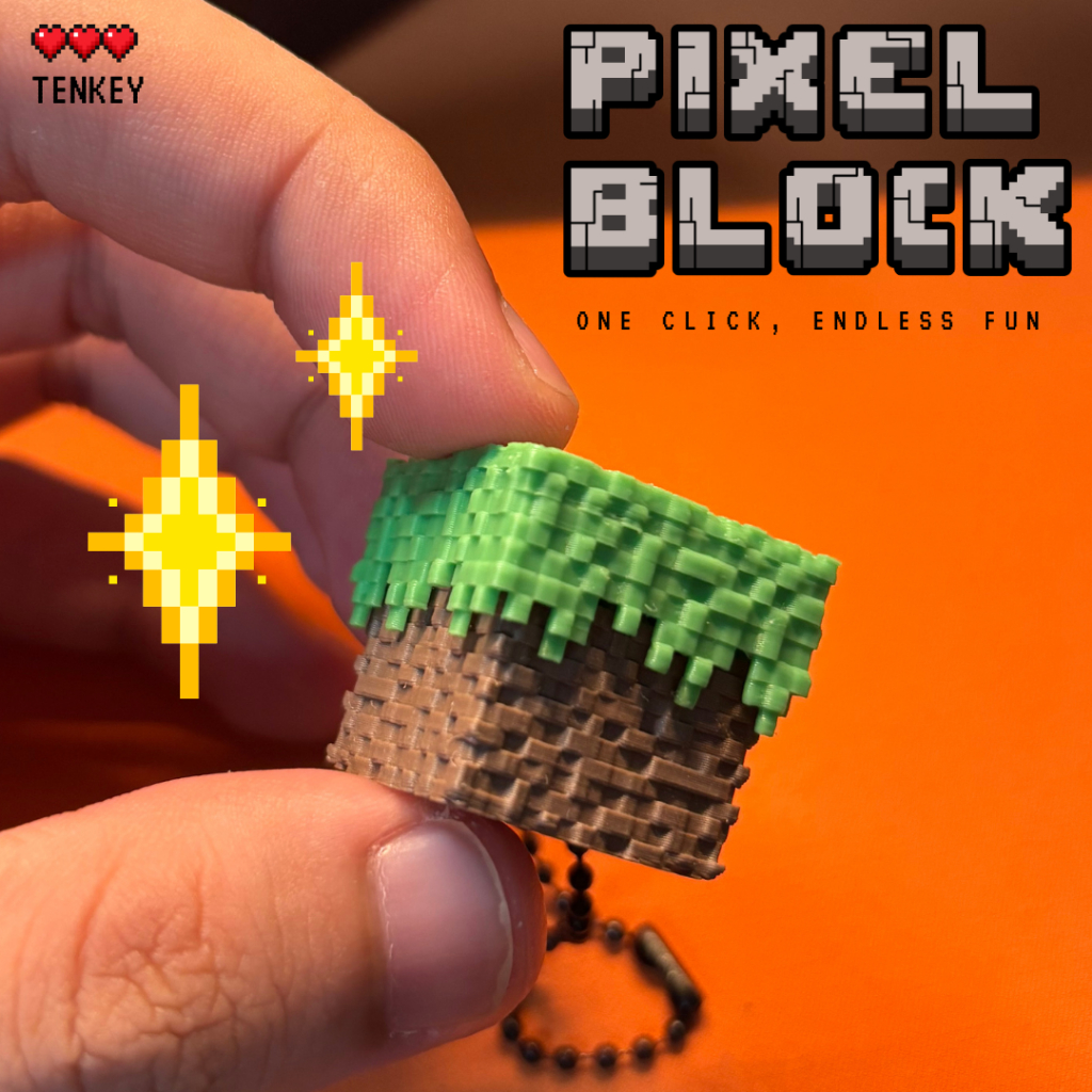 TENKEY Pixel Block Clicker | พวงกุญแจคลิกเกอร์บล็อกพิกเซล ของเล่นคลายเครียด