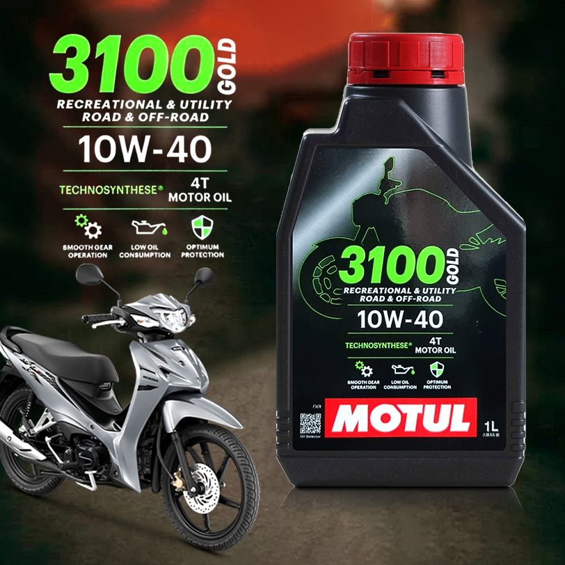 น้ำมันเครื่อง มอเตอร์ไซค์ โมตุล Motul 4T 3100 GOLD 10w-40 MOTUL 10w-40 ขนาด 1 ลิตร