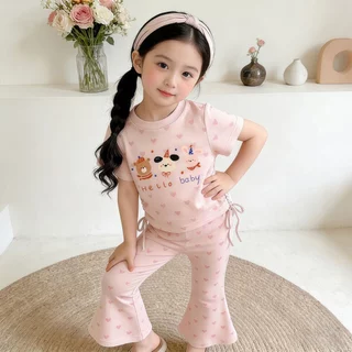 SweetKids พร้อมส่งจากกทม🌸ชุดเด็กผู้หญิงแฟชั่น🍓เสื้อแขนสั้นกางเกงขายาว งานสกรีนลายน่ารัก เนื้อผ้านุ่มระบายอากาศ ฤดูร้อน