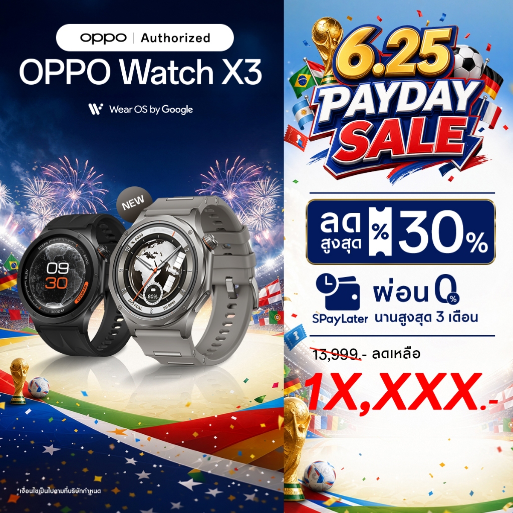 [NEW] OPPO Watch X3 สมาร์ทวอทช์ ดีไซน์พรีเมียม จอใหญ่ชาร์จไว Snapdragon W5 โหมดออกกำลังกายขั้นสูง